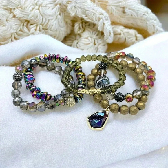 🆕️5pc Boho Chic Handmade Beaded Stackable Stretchy Trendy Bracelet Set 🌿 - Picture 13 of 16